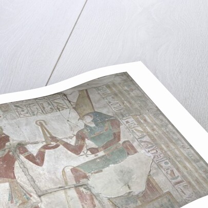 Relief of Isis, presenting Sethos I to Horus, New Kingdom by Egyptian 19th Dynasty