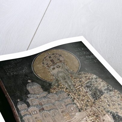 King Stephen Uros II Milutin with a model of the church, 1311-21 by Serbian School