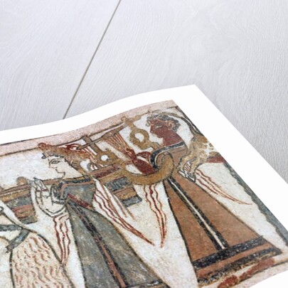 Detail, fresco on sarcophagus from Hagia Triada by Minoan Minoan