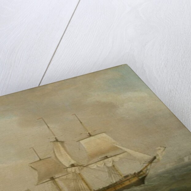 A Merchantman in Two Positions off the South Coast by Thomas Whitcombe