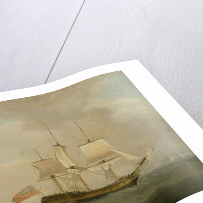 A Merchantman in Two Positions off the South Coast by Thomas Whitcombe