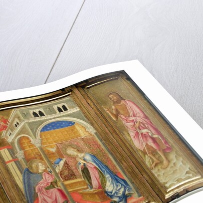 Tryptic of St. John the Baptist. Painting on wood attributed to Giovanni di Tommasino Crivelli. by School Italian