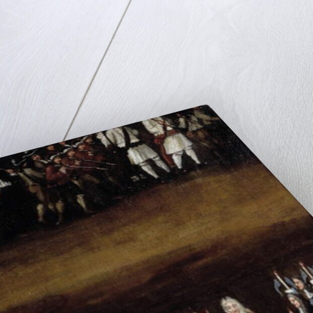 Detail of an 18th century screen used for the Fete God, representing the procession by French School