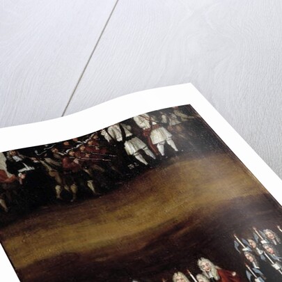 Detail of an 18th century screen used for the Fete God, representing the procession by French School