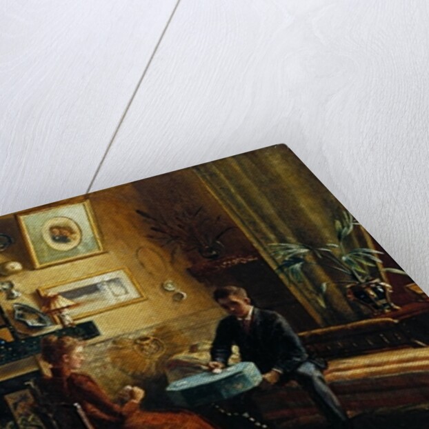 Interior with a couple playing cards, 1887-91 by Nancy A. Sabine Pasley