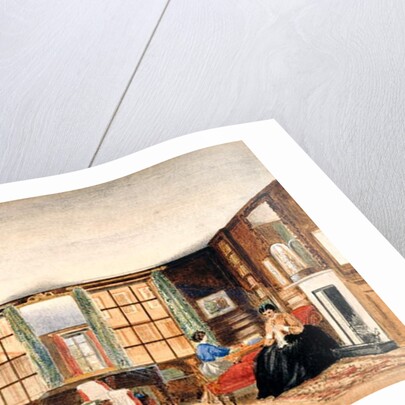A drawing room with two seated women, c.1850 by Unknown Artist