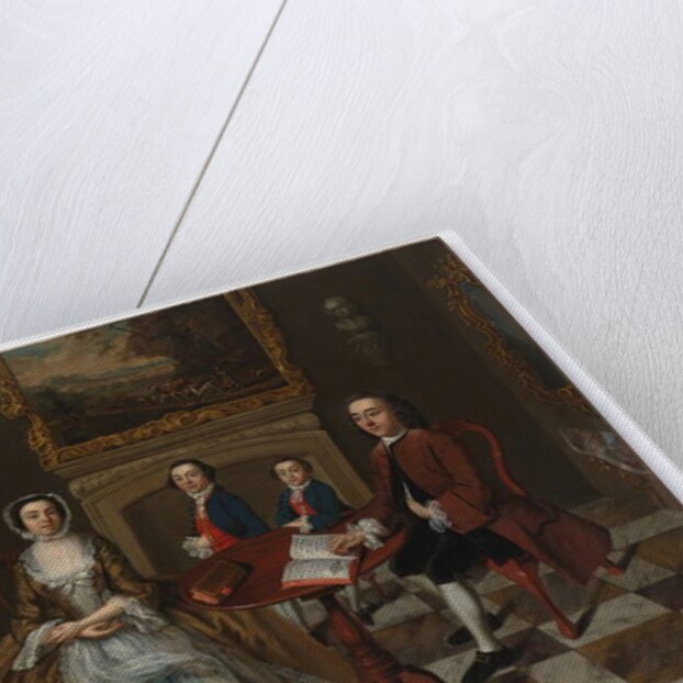 Portrait of a family in an interior, thought to be the Roubel family, 1750s by English School