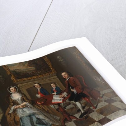 Portrait of a family in an interior, thought to be the Roubel family, 1750s by English School