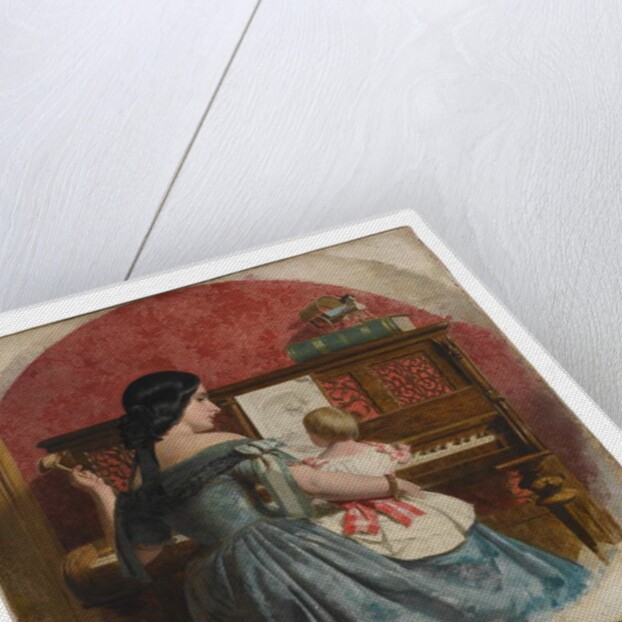 Domestic Interior with a mother and child seated at a piano, c.1860 by Charles West Cope