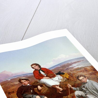 Florence, Arthur and Charles Moore on a sea-shore, 1868 by William Crosby