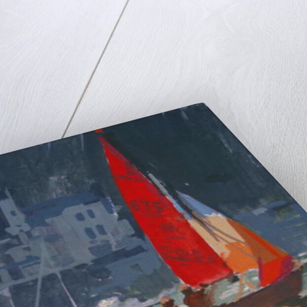 Red sail boat Salcombe - gouache - 2008 by Jennifer Wright