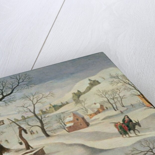 Flight into Egypt in a winter landscape by Abel Grimmer or Grimer