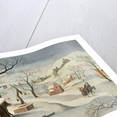 Flight into Egypt in a winter landscape by Abel Grimmer or Grimer