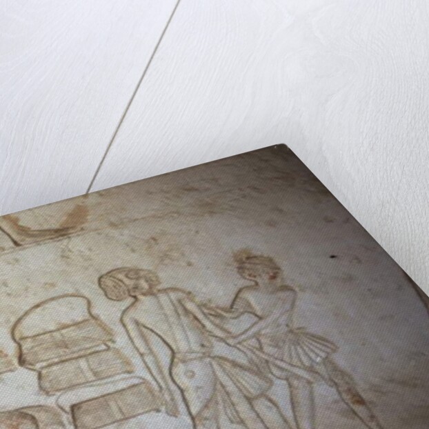 Relief depicting scribes at work by Egyptian 18th Dynasty