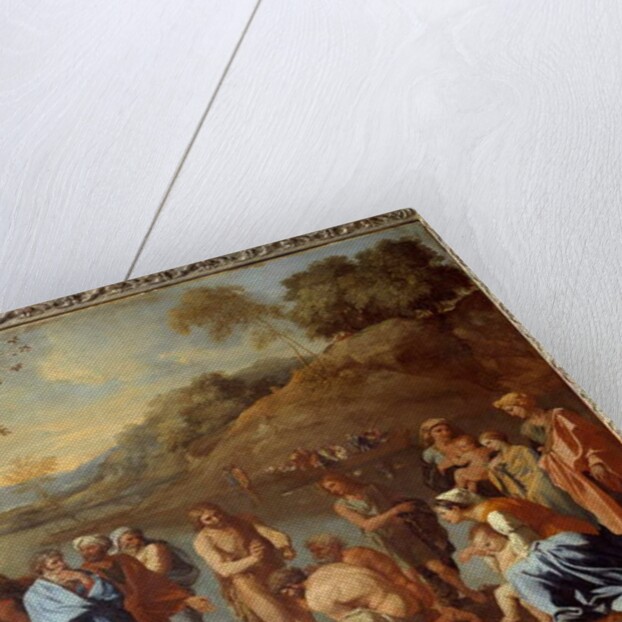 Saint John baptizing the people. Saint John the Baptist blessed men by a river, 17th century by Nicolas Poussin