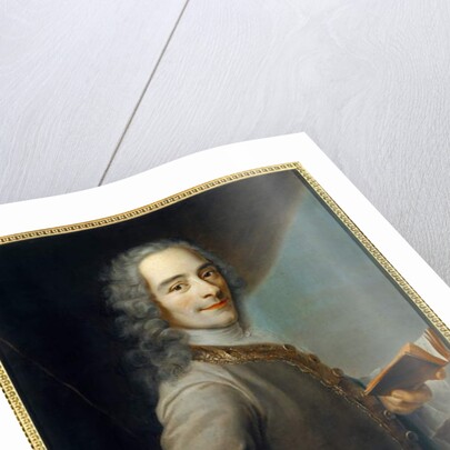Portrait of Voltaire holding a copy of “La Henriade”, 1736 by Maurice Quentin de la Tour