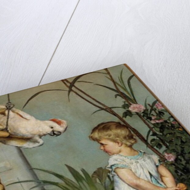 The child with the parrot, 1879 by Edgard Farasyn