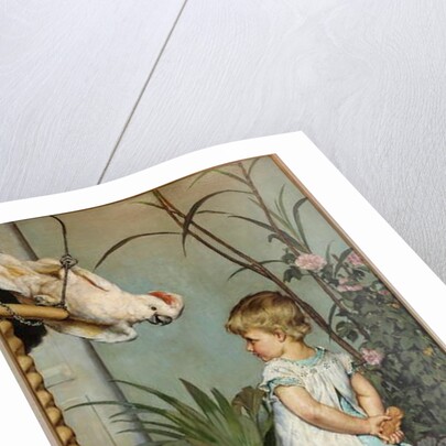 The child with the parrot, 1879 by Edgard Farasyn