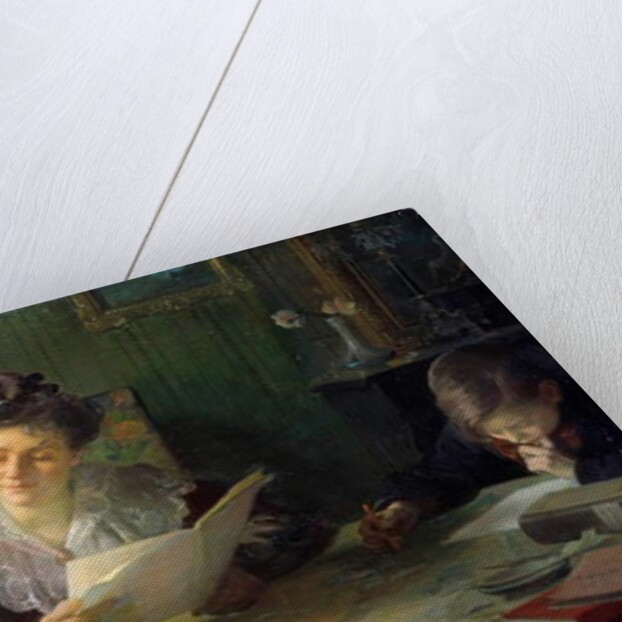 Homework A mother helps children do their homework, 20th century by Henri Jamet