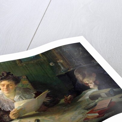 Homework A mother helps children do their homework, 20th century by Henri Jamet