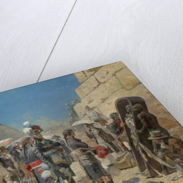 Napoleon Bonaparte in front of the pyramids contemplating the mummy of a king in the countryside of Egypt, 1895 by Maurice Henri Orange