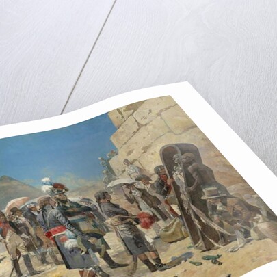 Napoleon Bonaparte in front of the pyramids contemplating the mummy of a king in the countryside of Egypt, 1895 by Maurice Henri Orange