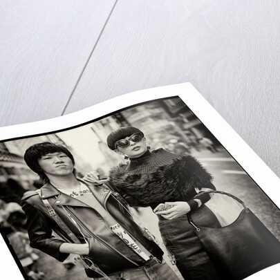 Tokyo street scene, couple in Ginza, Japan by Jon Nicholson