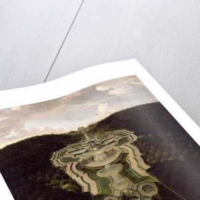 View over the Great Plaza with Temple at the Beginning of the Second Third of the Waterfalls to the Octagon, after 1716 by Jan van Nickelen