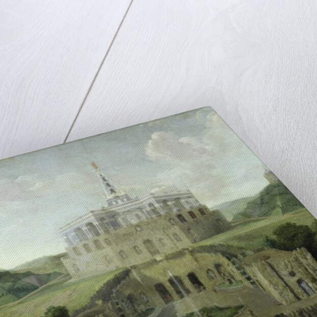 View from the 'Riesenkopf' Waterfalls over the Distorted Water-grotto to the Octagon, after 1716 by Jan van Nickelen