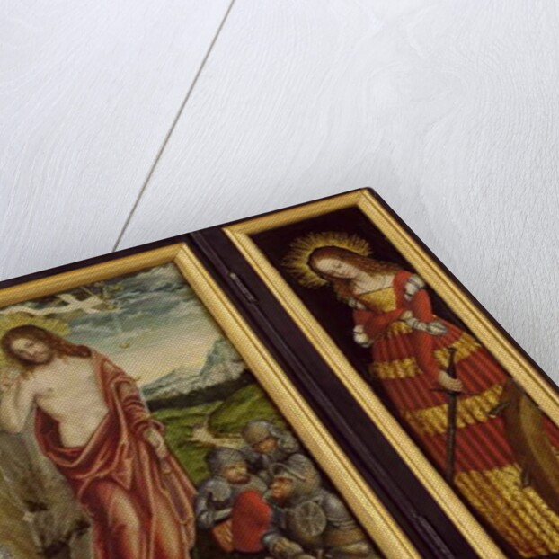 Small winged altar with the Resurrection of Christ, St. Barbara and St. Catharine, 1508-10 by Lucas the Elder Cranach