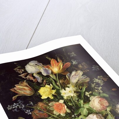 Still Life with Flowers and Blue Tit by Johann Rudolf Byss