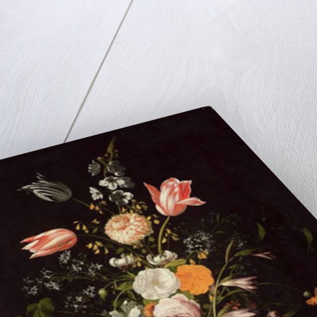 Vase with Relief and Flowers on a Marble Table by Johann Georg (1630/31-88) Hinz