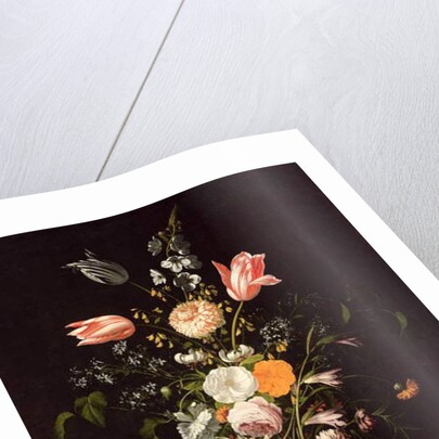 Vase with Relief and Flowers on a Marble Table by Johann Georg (1630/31-88) Hinz