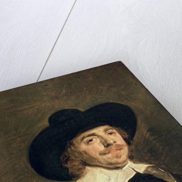 A Small Portrait of a Man Holding Gloves, c.1642 by Frans Hals