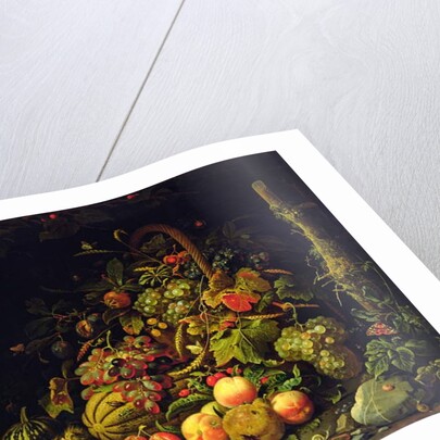 Fruit basket by Abraham Mignon