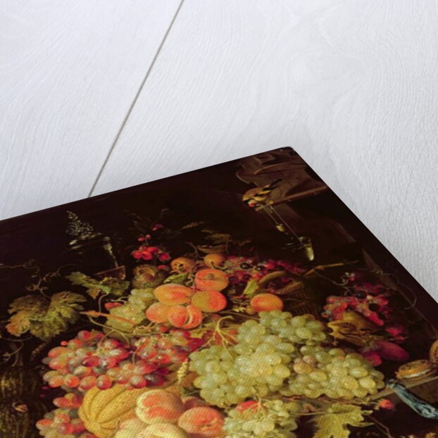 Still Life with Fruit, Squirrel and Goldfinch by Abraham Mignon