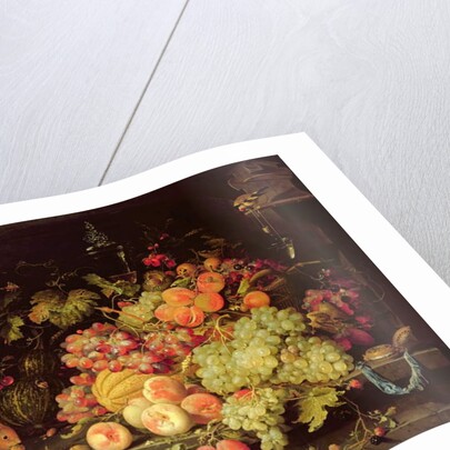 Still Life with Fruit, Squirrel and Goldfinch by Abraham Mignon