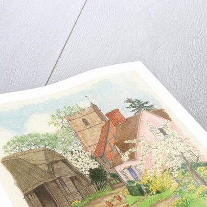 Church and Farm Track, 1998 by Linda Benton