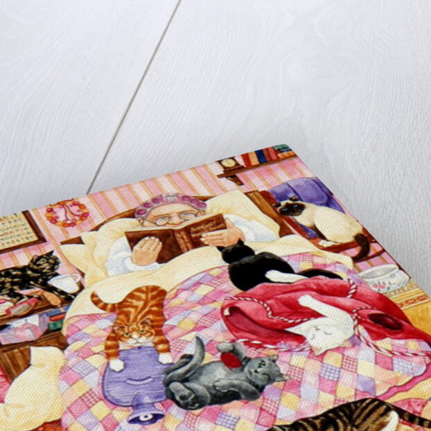 Grandma and 10 cats in the bedroom by Linda Benton