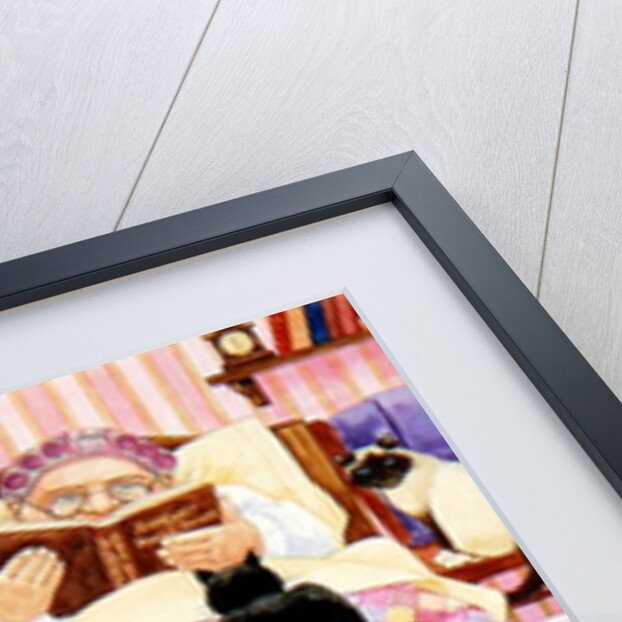 Grandma and 10 cats in the bedroom by Linda Benton