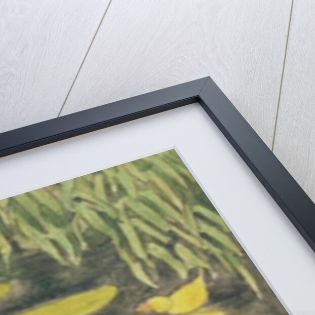 Mother Duck in the pond with her ducklings by Linda Benton