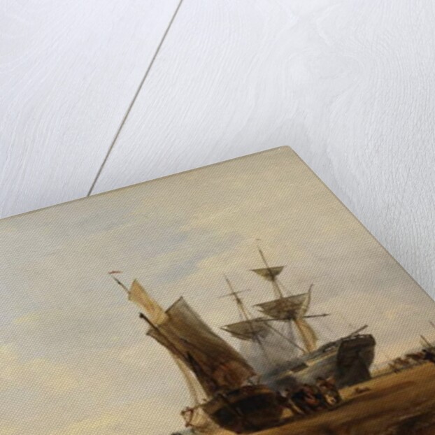 Brig on Sands: Vessels on the Sands at Hastings , 1836 by Edward William Cooke