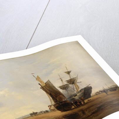 Brig on Sands: Vessels on the Sands at Hastings , 1836 by Edward William Cooke