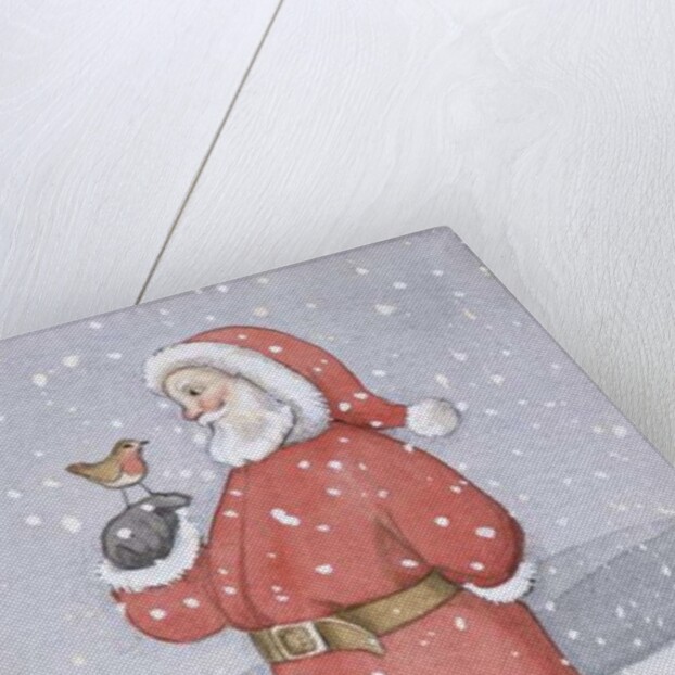 Father Christmas and a Robin by Lavinia Hamer