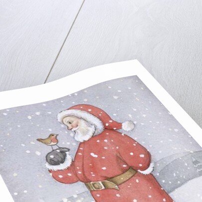Father Christmas and a Robin by Lavinia Hamer
