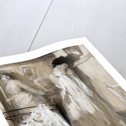 Eva listened aghast, then, sank against the wall sobbing desperately.... by Cyrus Cuneo