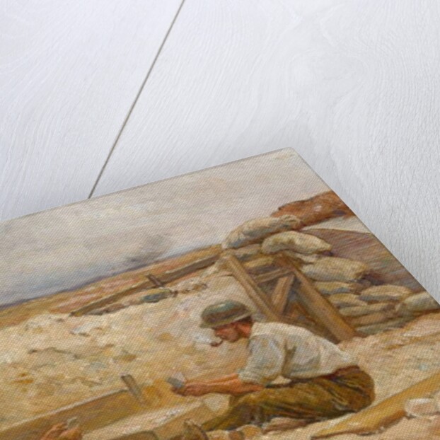 Two British officers playing cards outside their dugout, Secteur de Bapaume, 1918-20 by Jean Jacques Berne-Bellecour