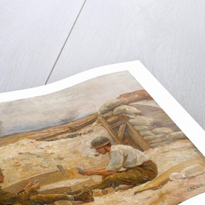 Two British officers playing cards outside their dugout, Secteur de Bapaume, 1918-20 by Jean Jacques Berne-Bellecour