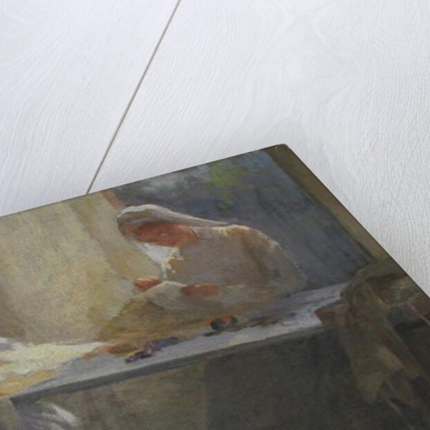 Kensington War Hospital Supply Depot, Three nurses sitting at a table sewing, c.1916 by Catherine Ouless