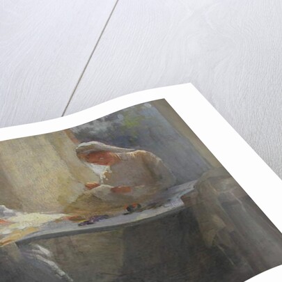 Kensington War Hospital Supply Depot, Three nurses sitting at a table sewing, c.1916 by Catherine Ouless